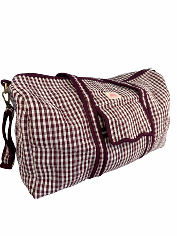 PRE ORDER Burgundy Gingham Weekend Bag