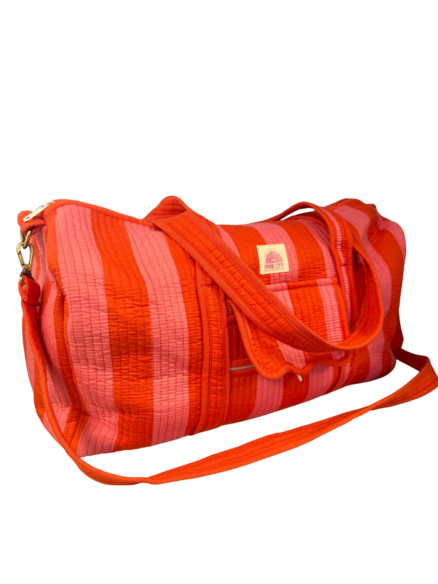 Orange and Pink Stripe Weekend Bag