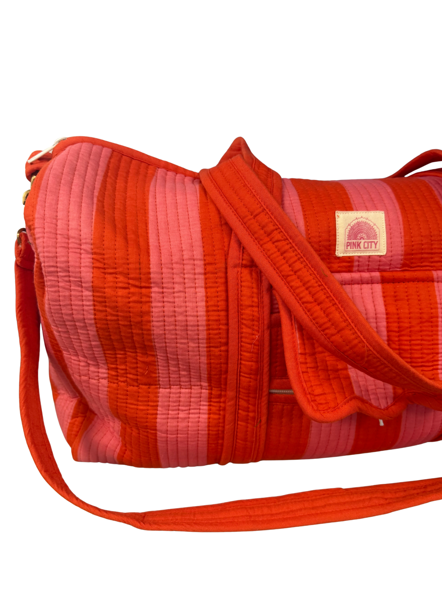 Orange and Pink Stripe Weekend Bag