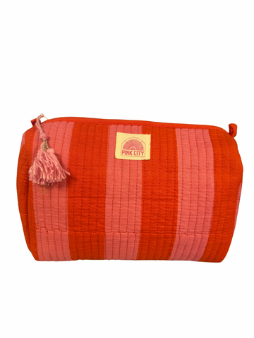 Orange and Pink Stripe Set of 3 Washbag