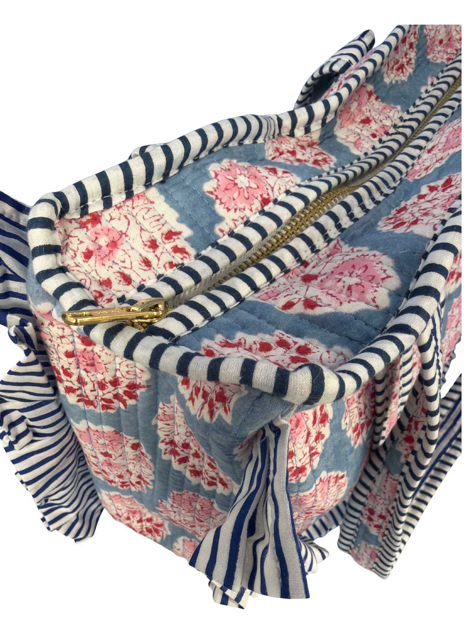 Zipped Blue Boota Midi Frill Tote