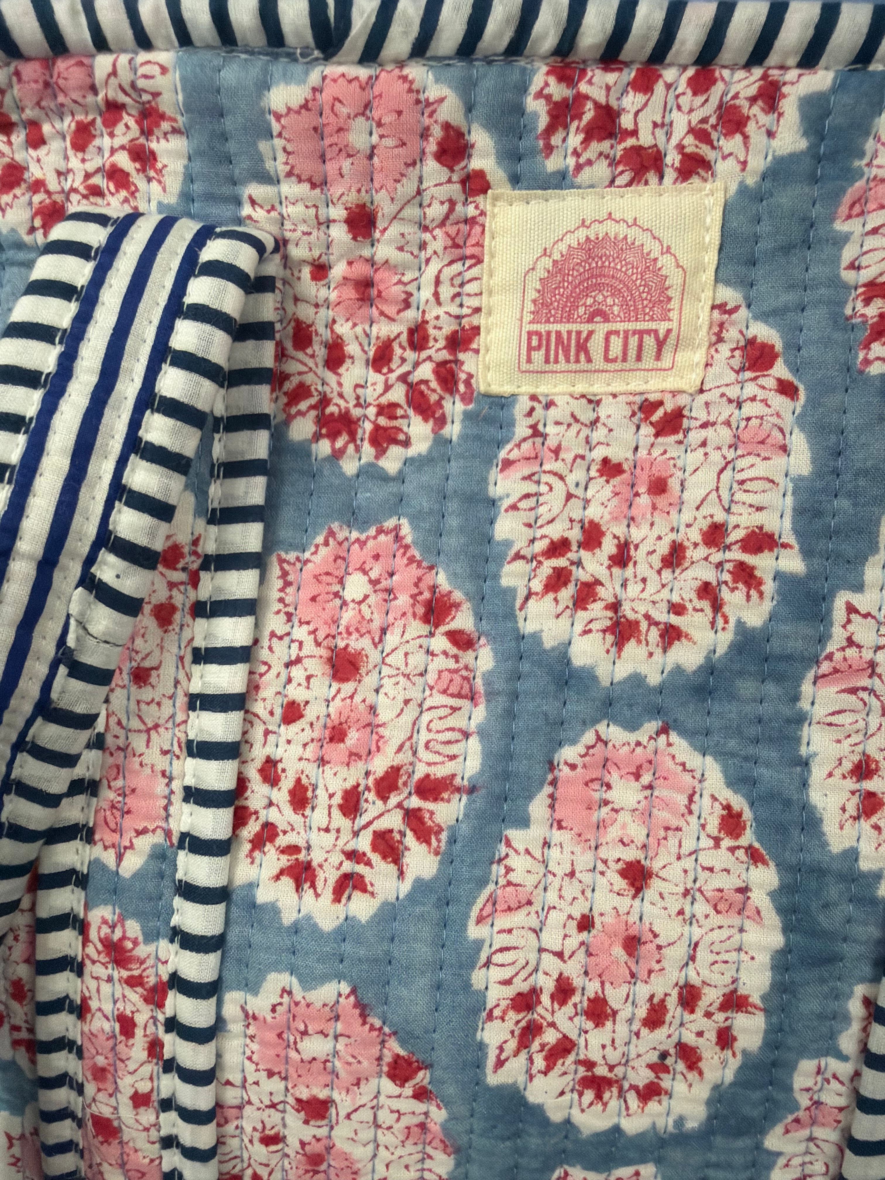 Zipped Blue Boota Midi Frill Tote