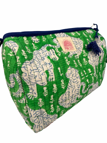 Green Leopard Set Of 3 Washbags