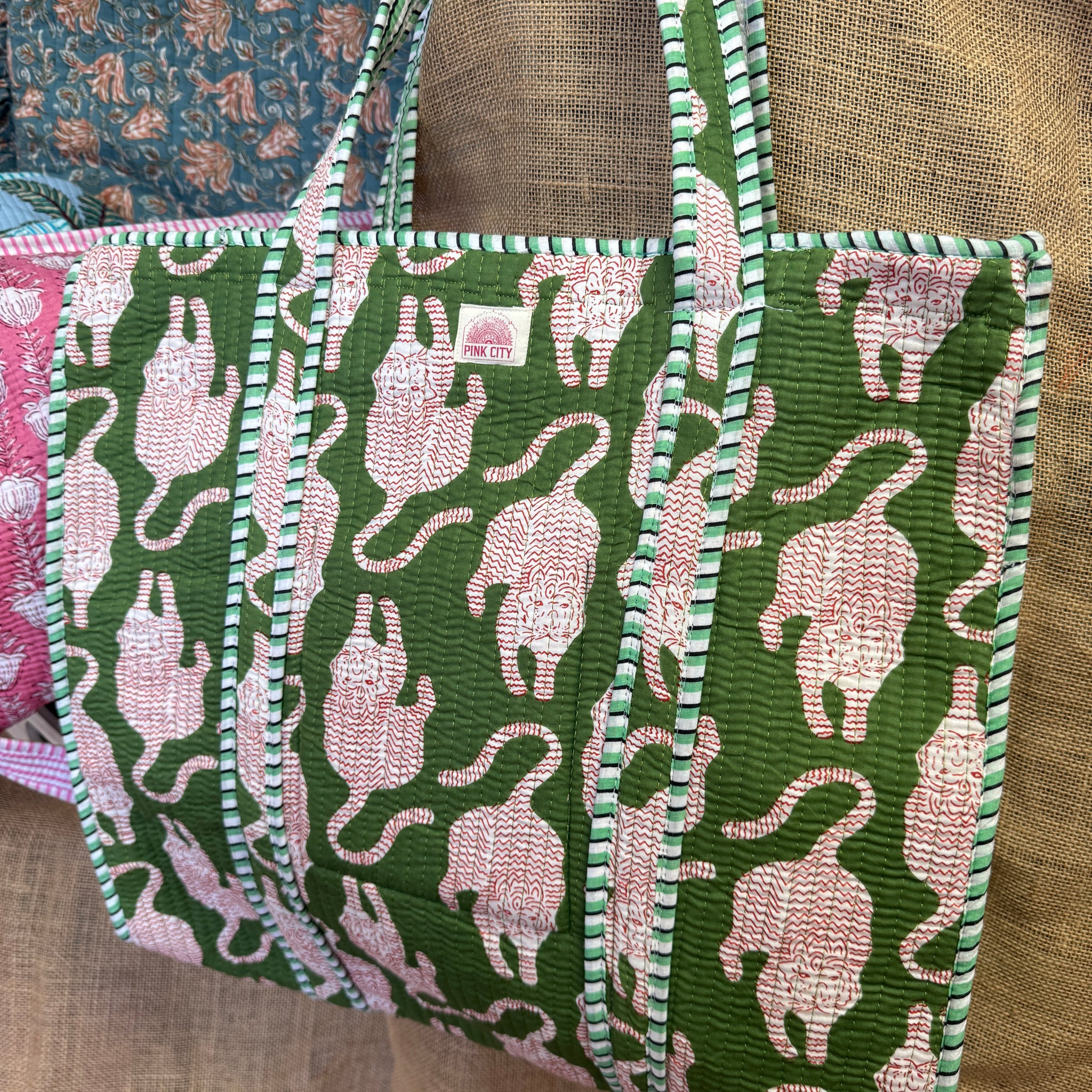 Zipped Khaki Tiger Tote