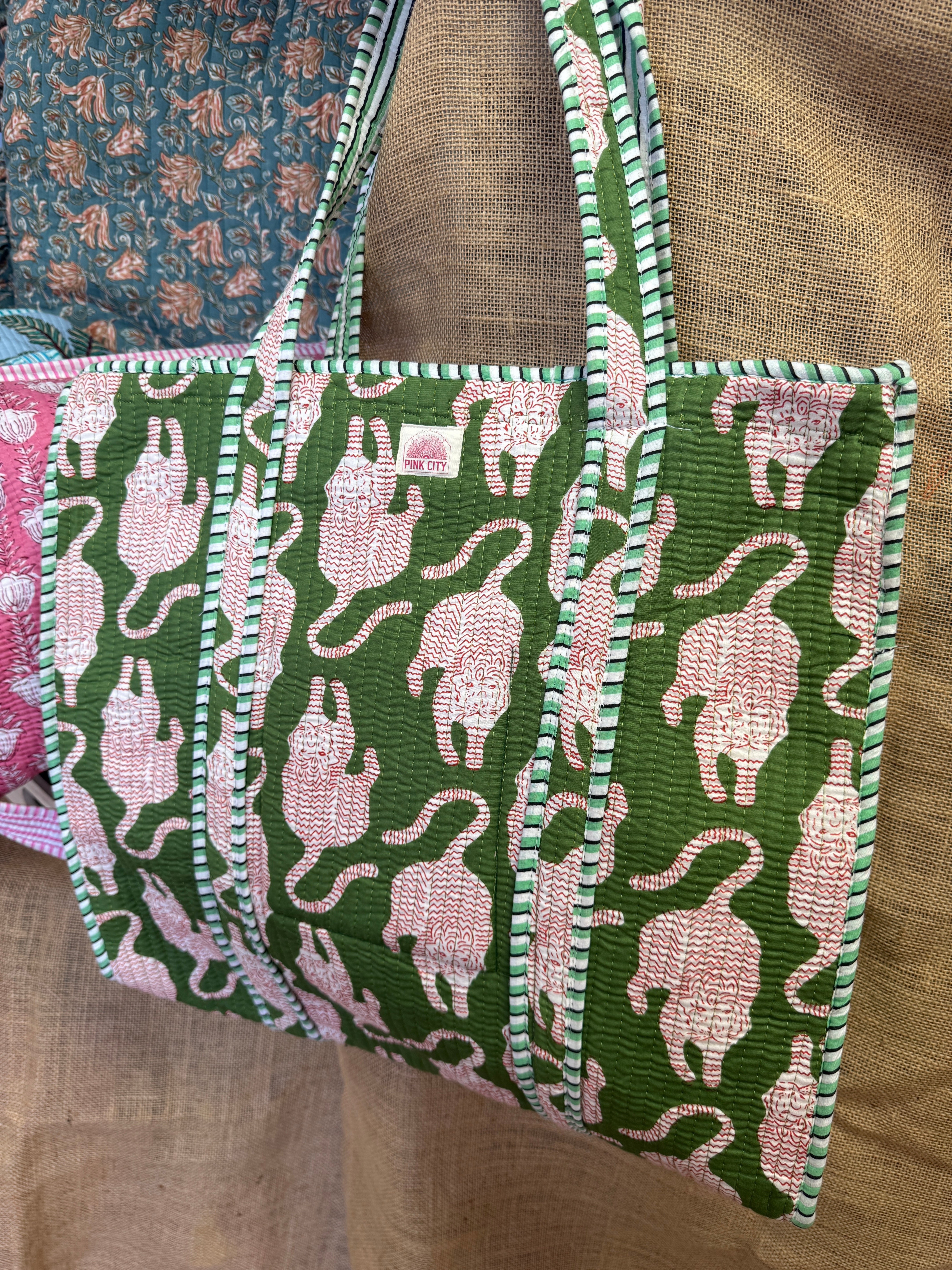 Zipped Khaki Tiger Tote
