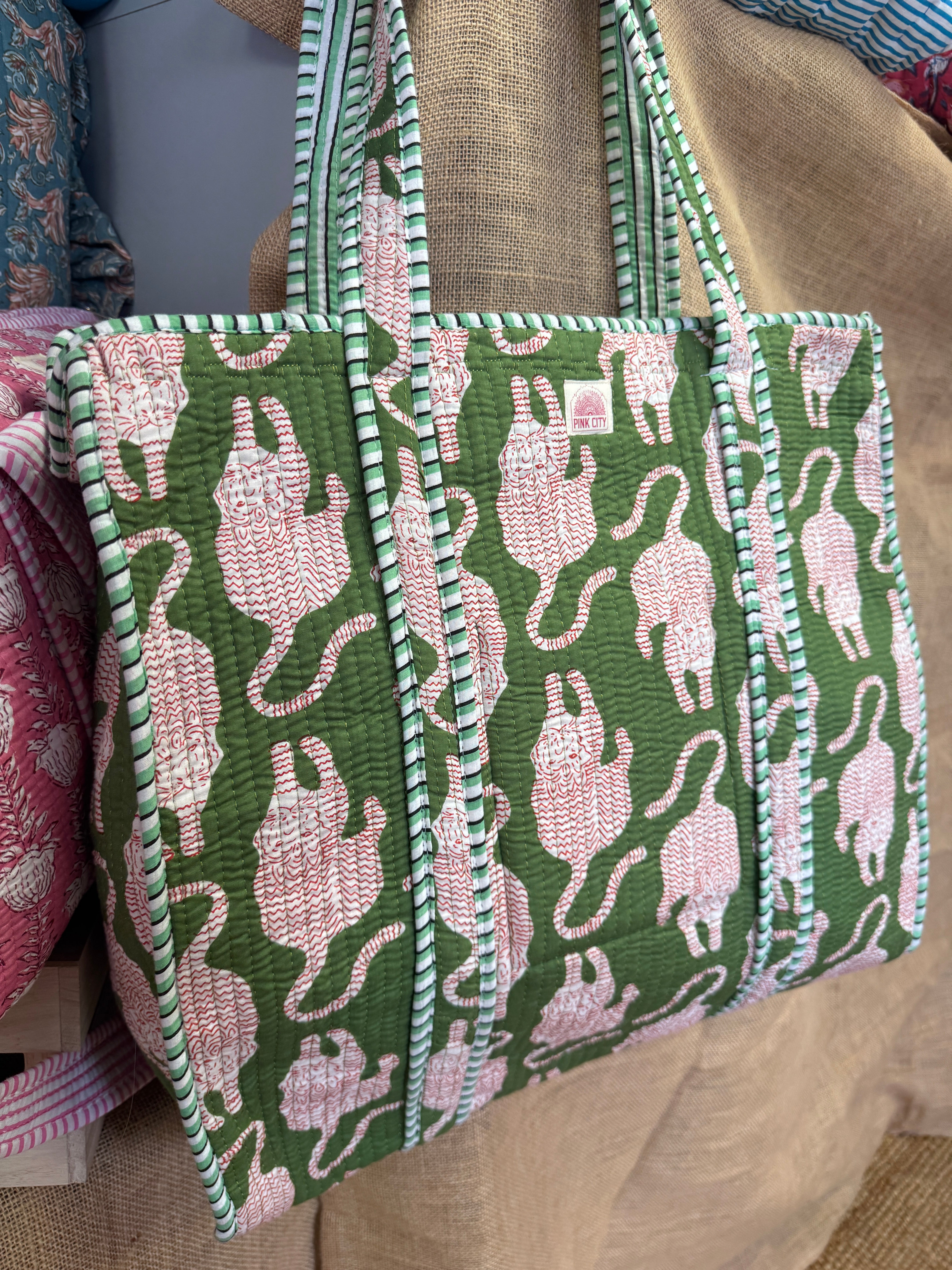 Zipped Khaki Tiger Tote