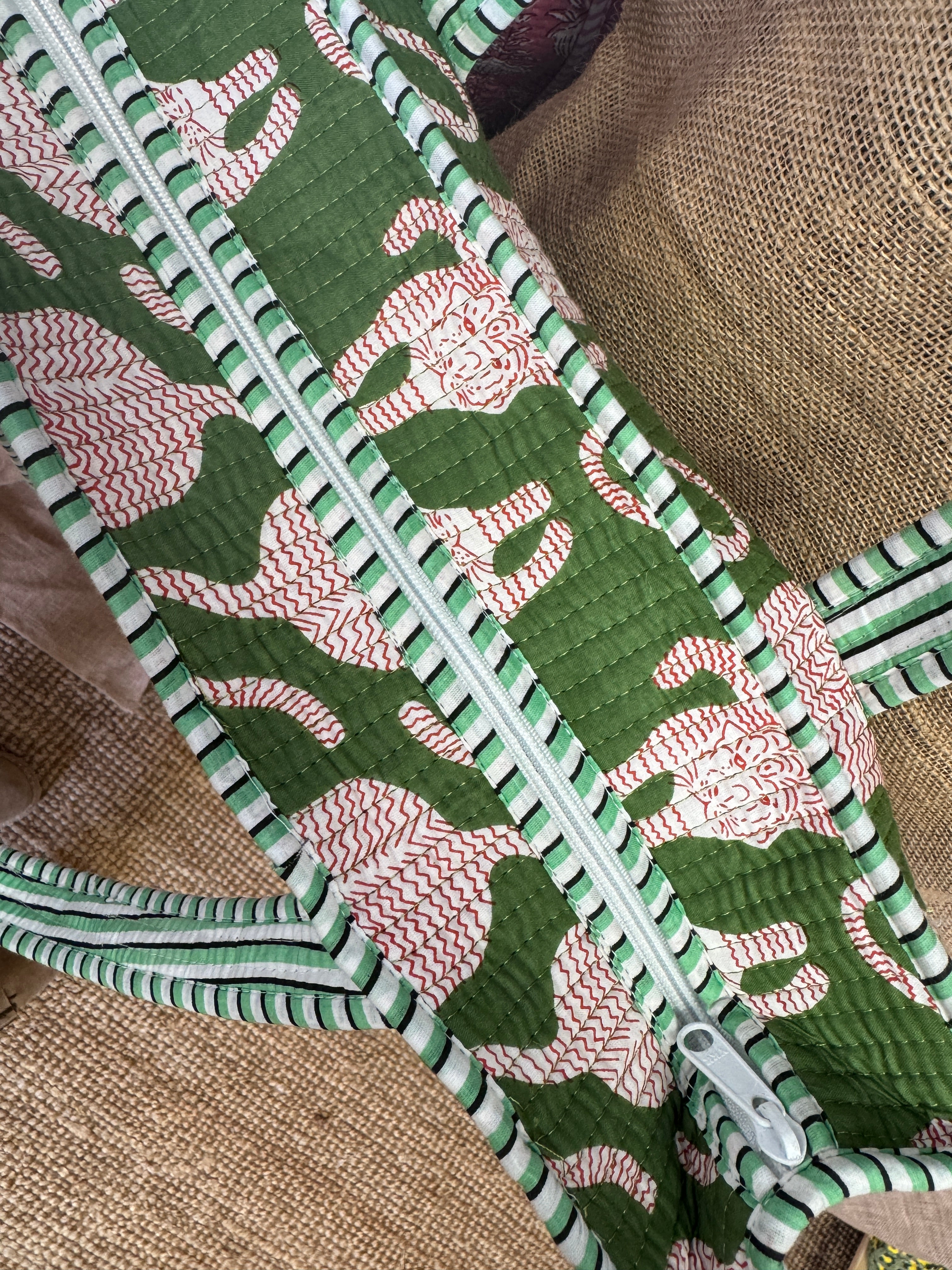 Zipped Khaki Tiger Tote