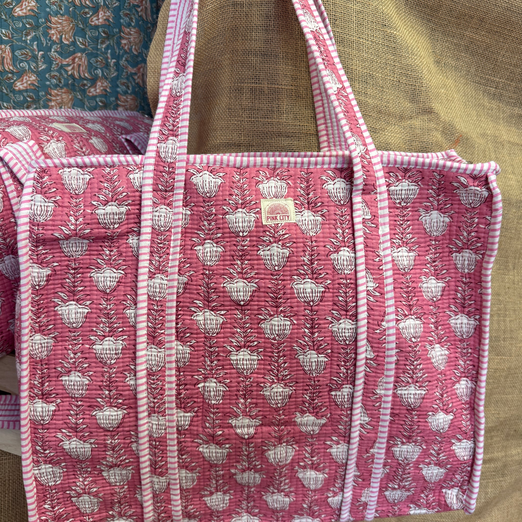 Zipped Floral Blush Tote