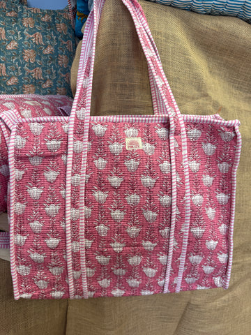 Zipped Floral Blush Tote