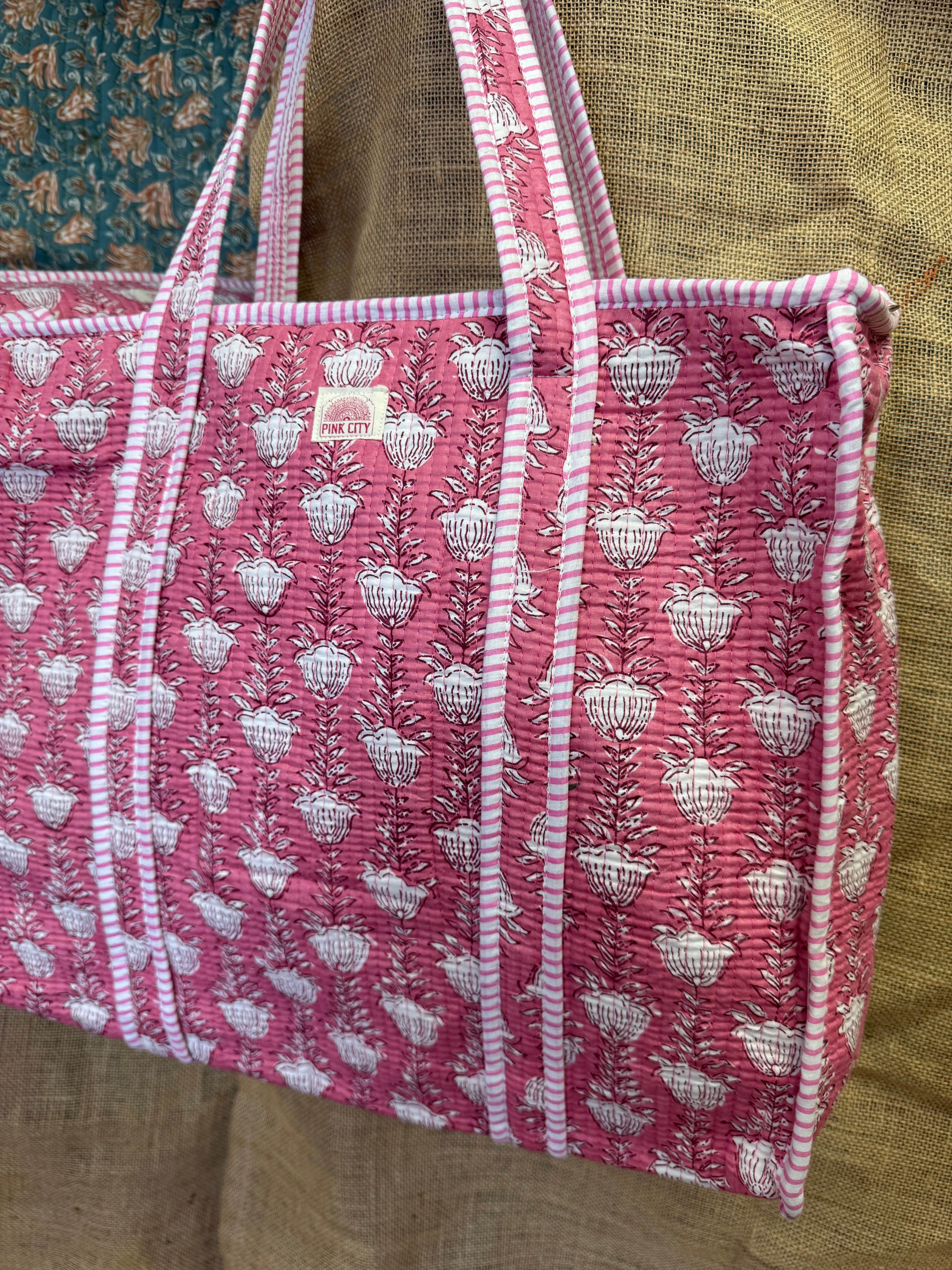 Zipped Floral Blush Tote
