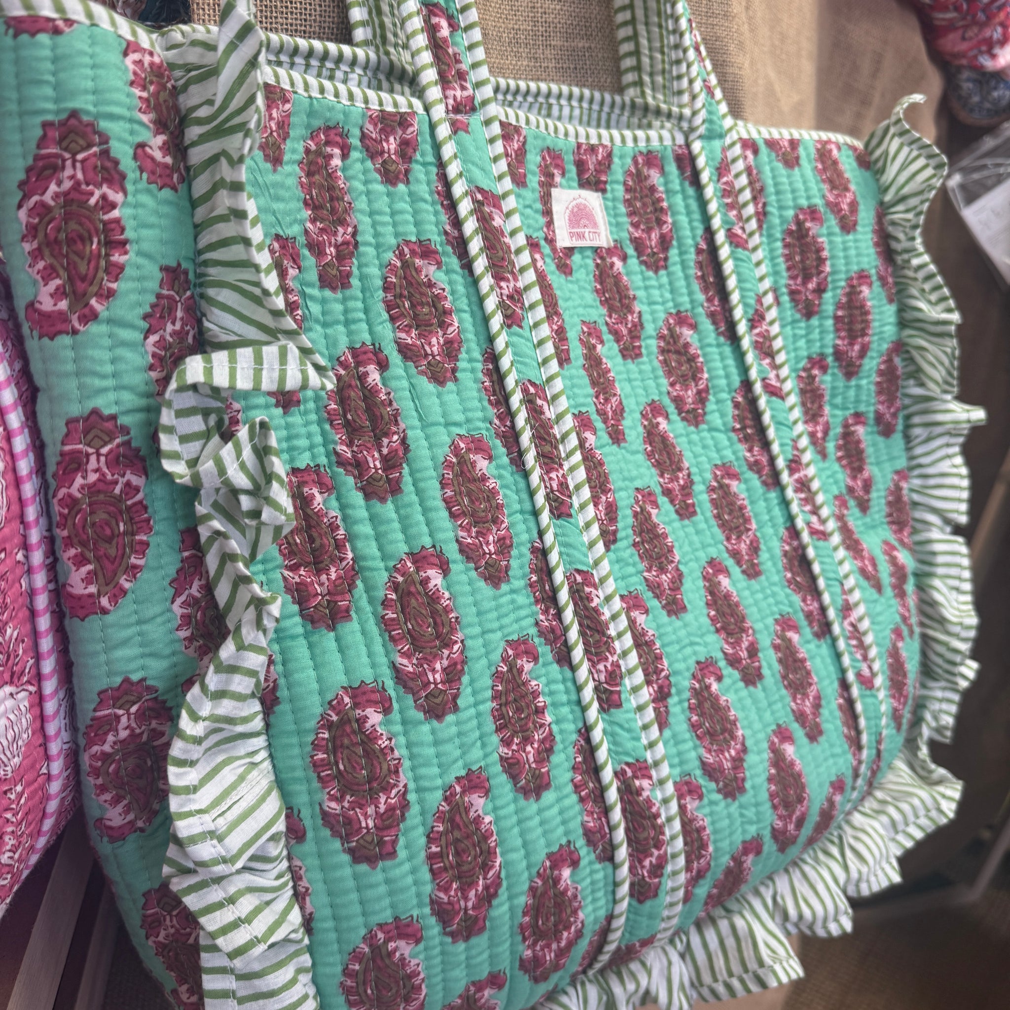 Mint Green Paisley Frill Tote