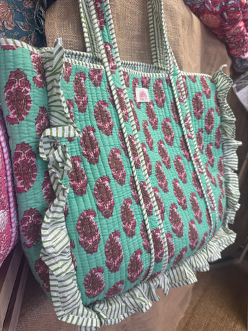 Mint Green Paisley Frill Tote