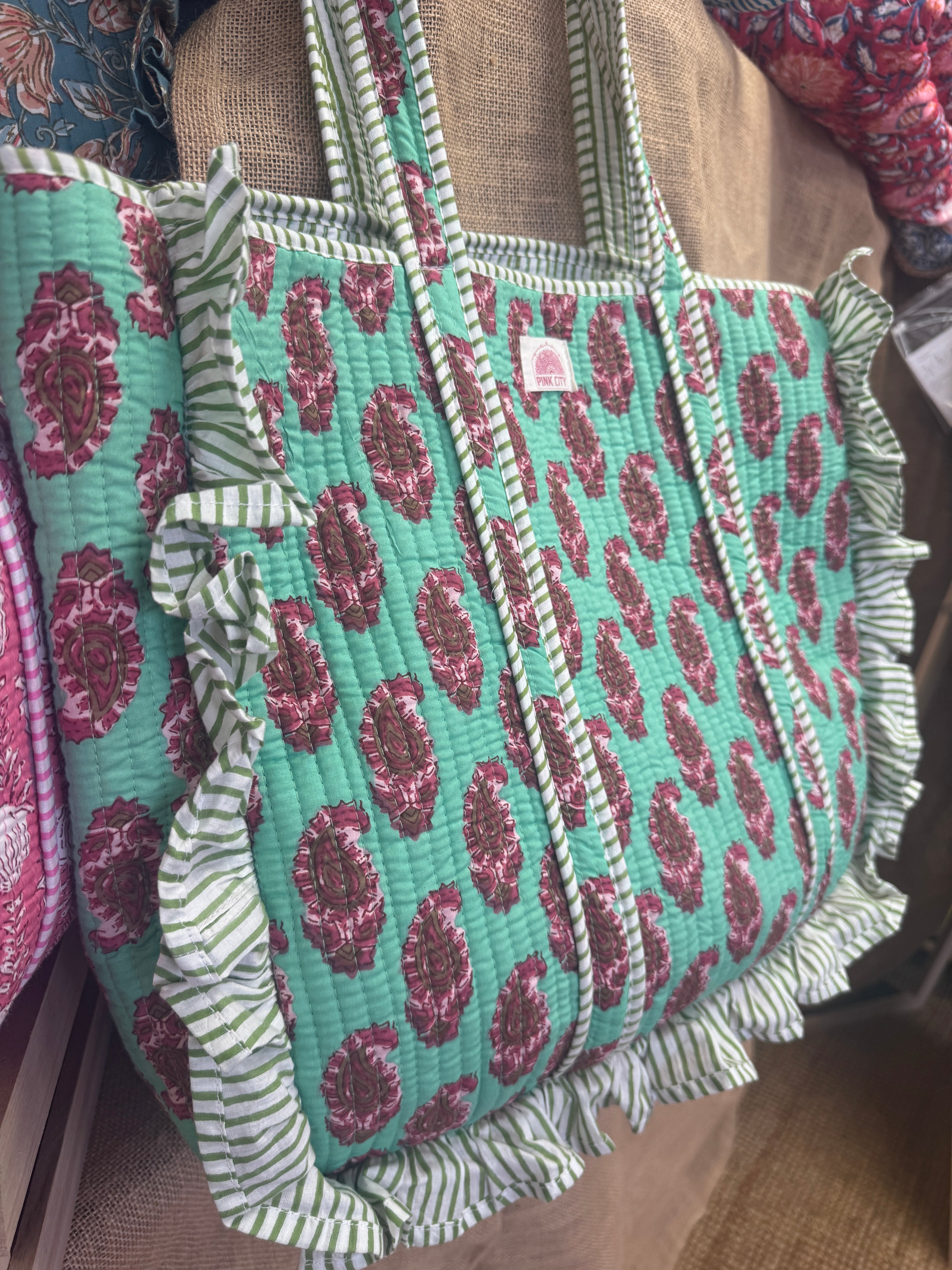 Mint Green Paisley Frill Tote