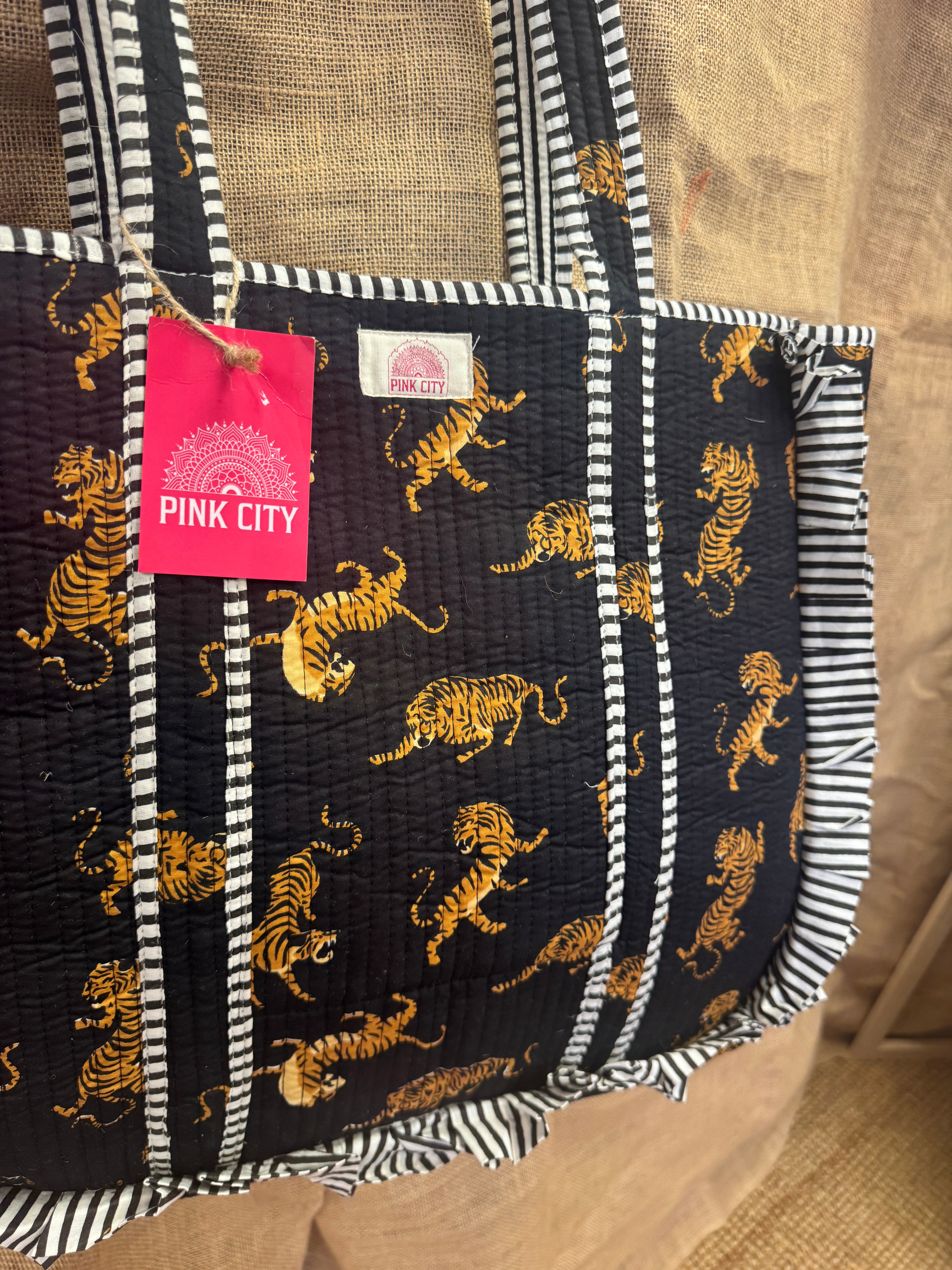 Black Tiger Frill Tote