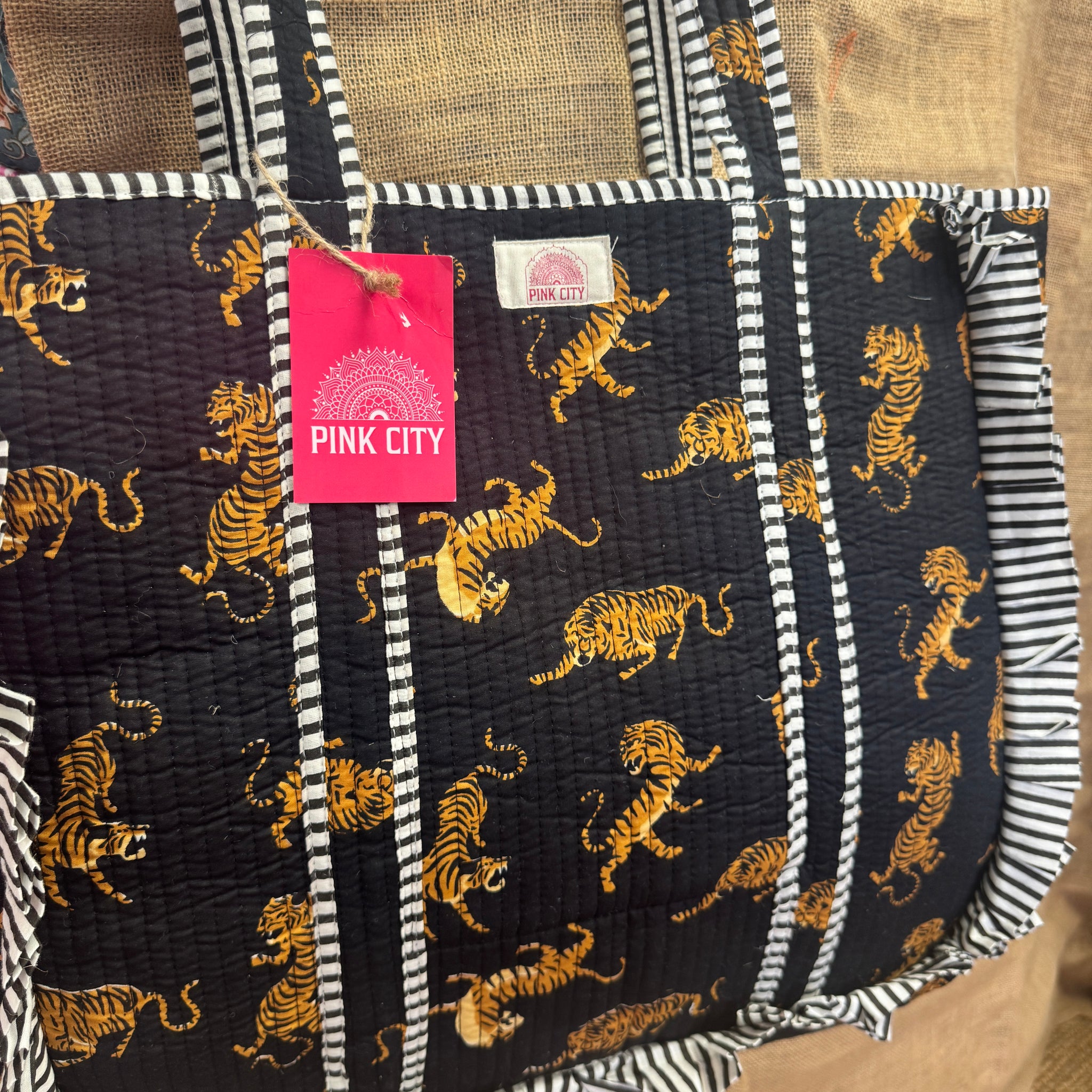 Black Tiger Frill Tote