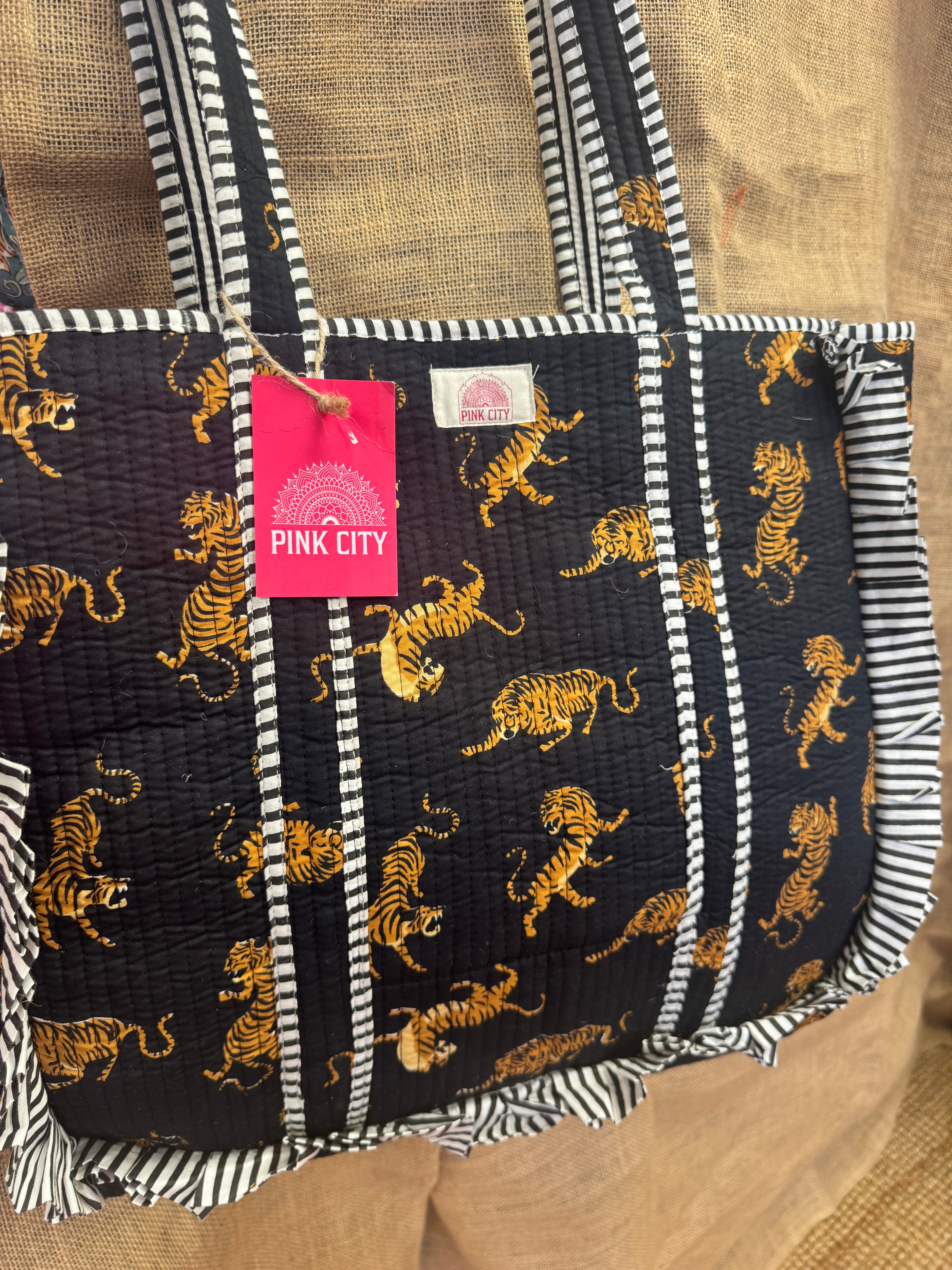 Black Tiger Frill Tote