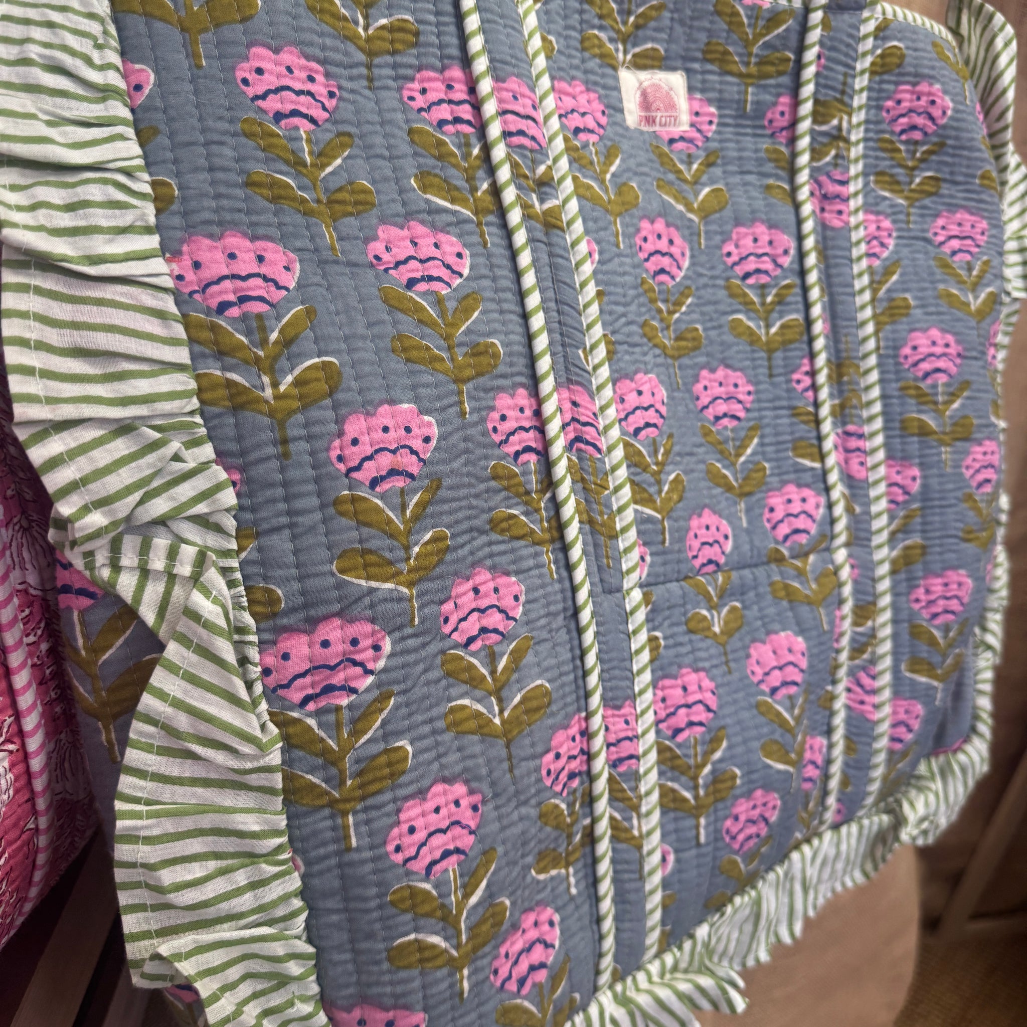 Poppy Grey and Lilac Frill Tote