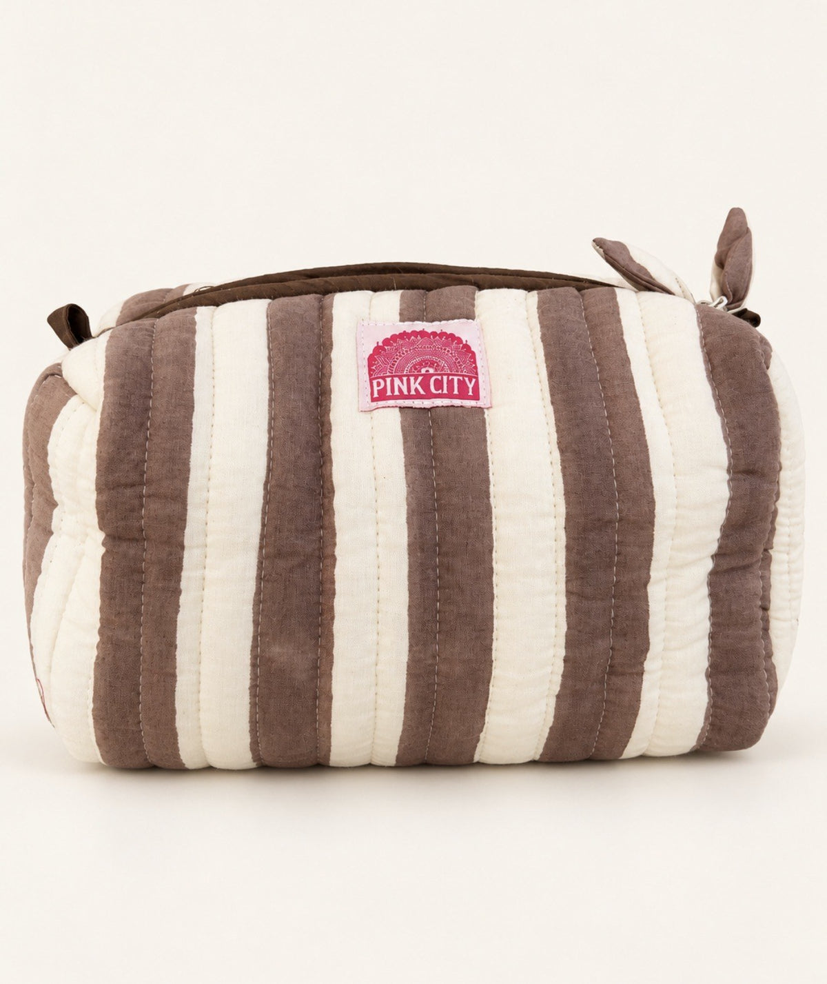 Mocha Stripe Set of Three Wash bags