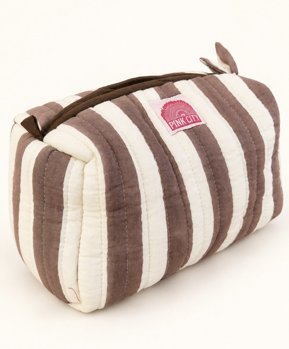 Mocha Stripe Set of Three Wash bags
