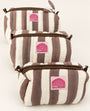 Mocha Stripe Set of Three Wash bags