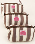 Mocha Stripe Set of Three Wash bags