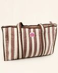 Mocha Stripe Large Tote