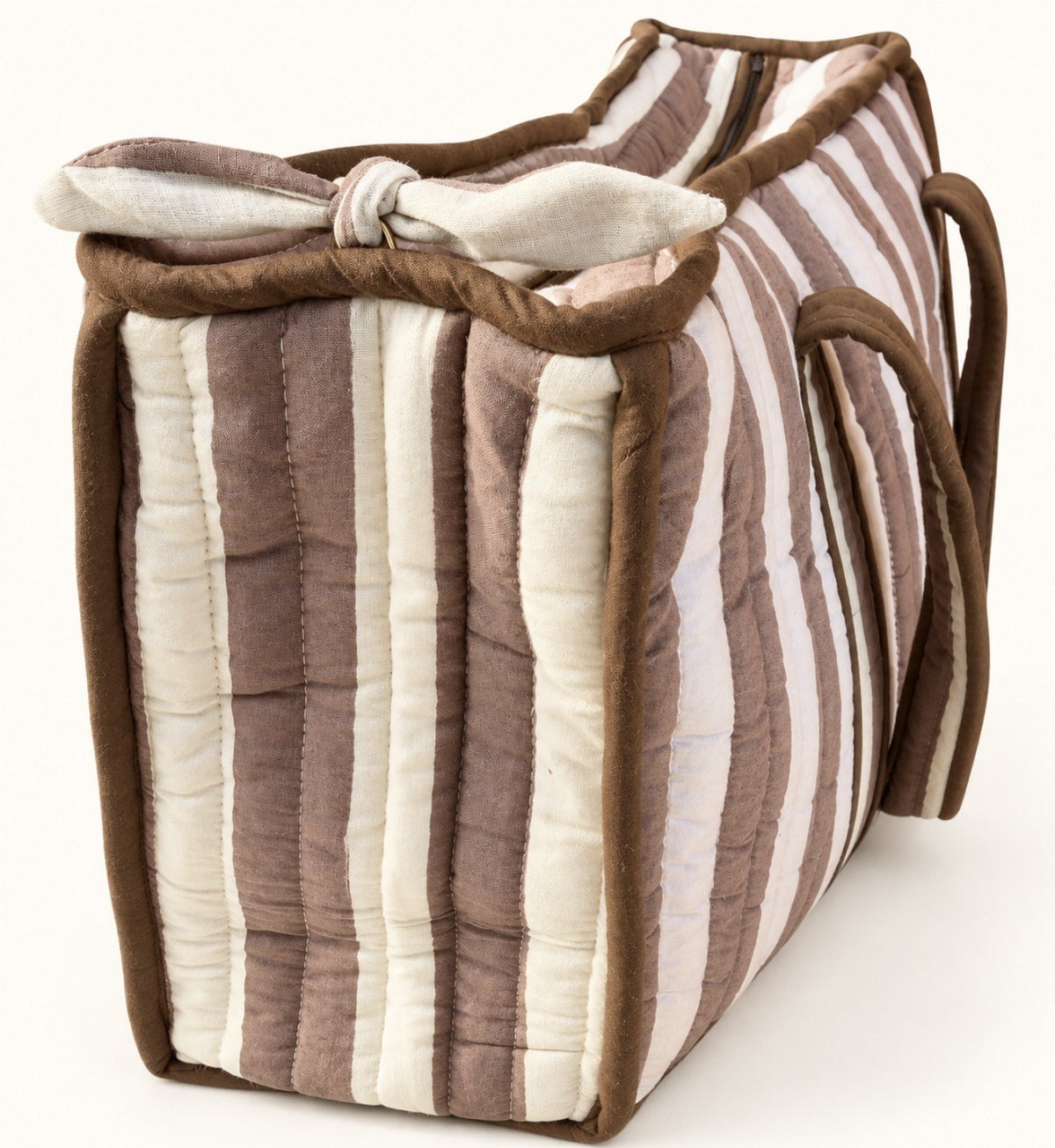 Mocha Stripe Large Tote