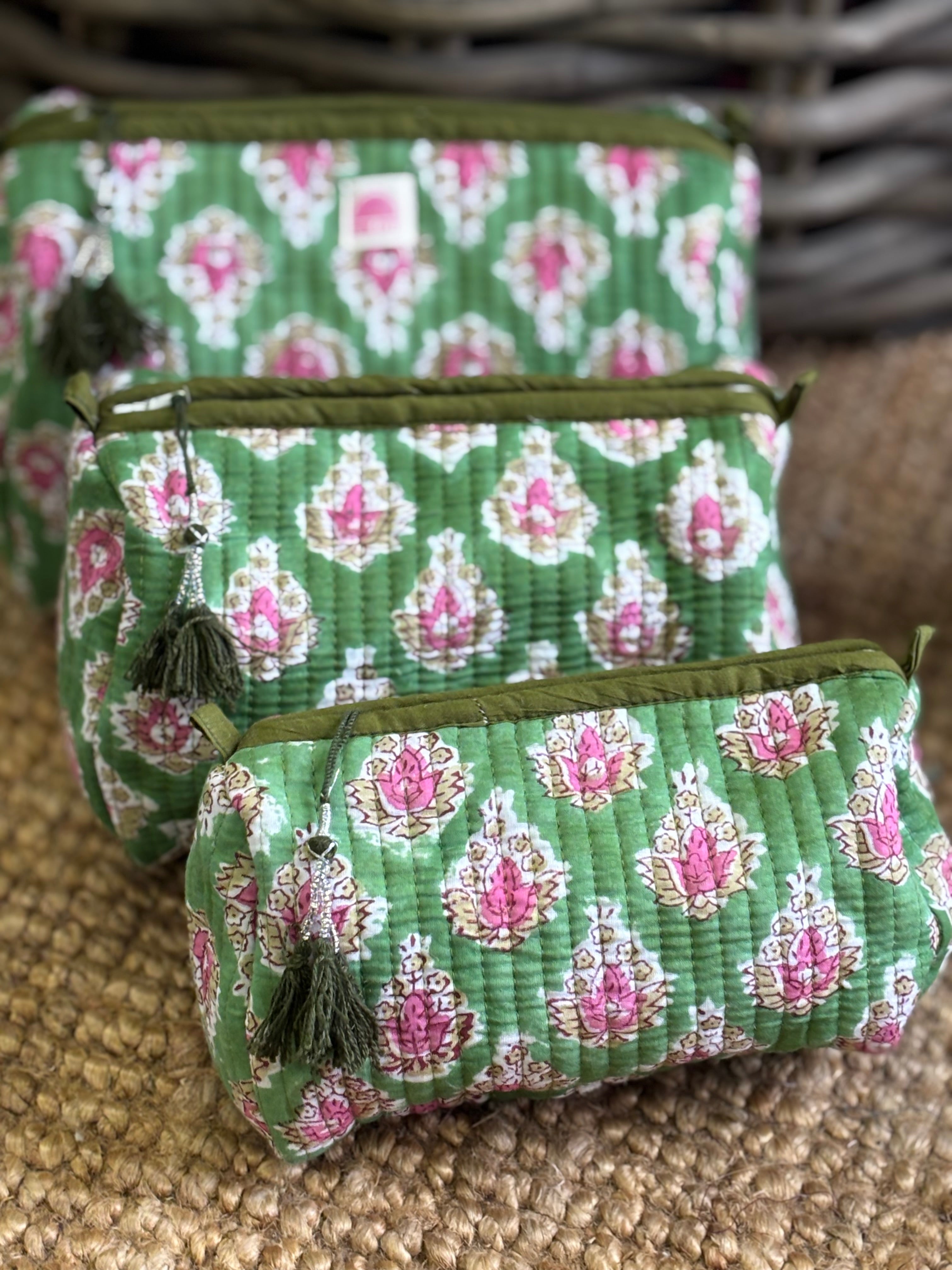 Olive Bloom Set of 3 Washbags