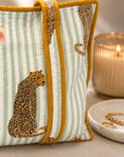 Sage Leopard Large Tote