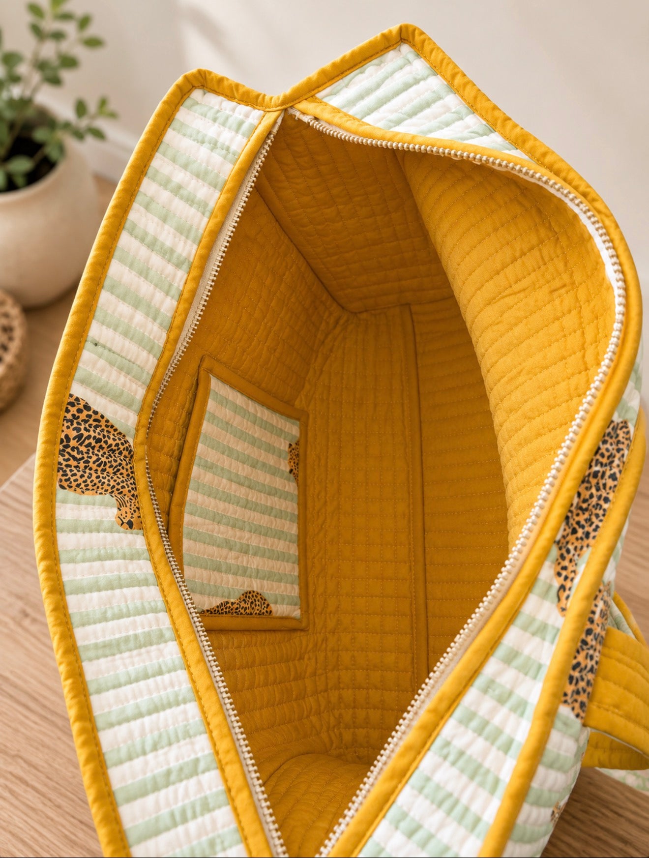 Sage Leopard Midi Tote
