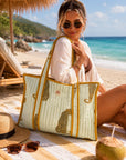 Sage Leopard Large Tote