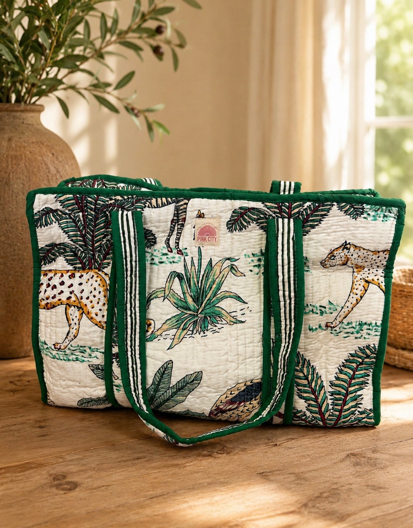 White Jungle Midi Tote