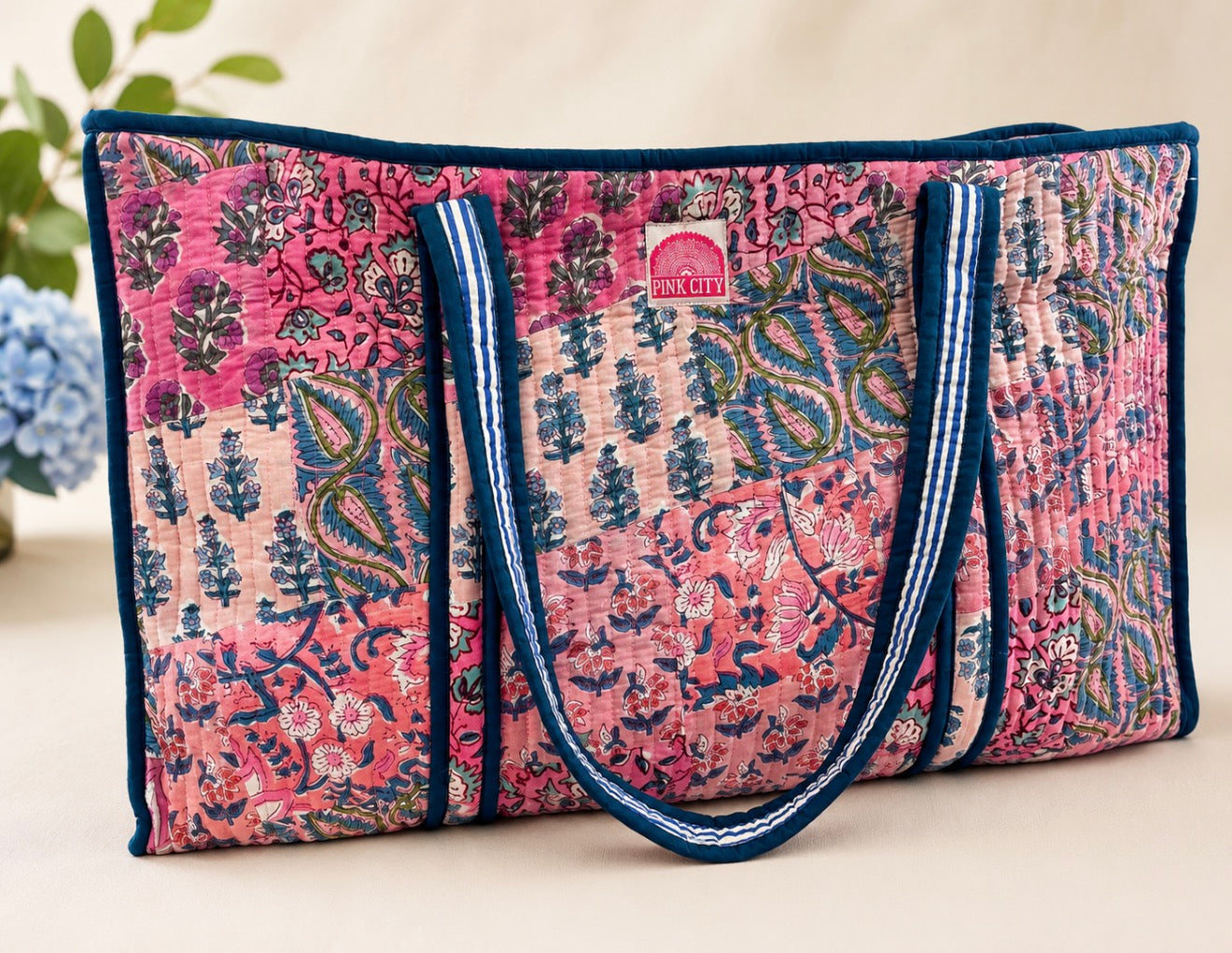 Pink Patchwork Large Tote