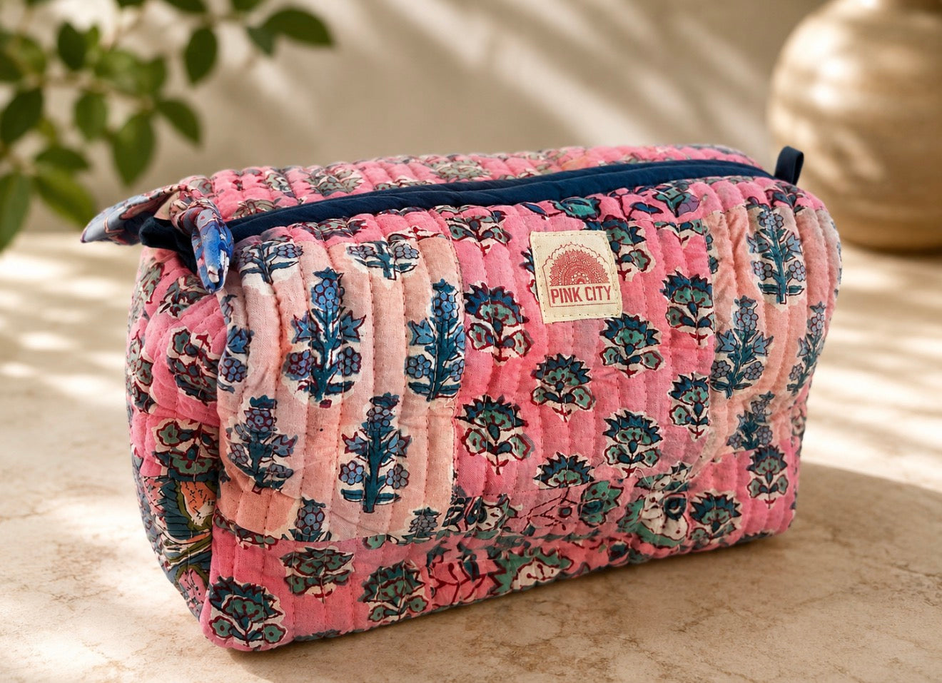 Pink Patchwork Washbag Set