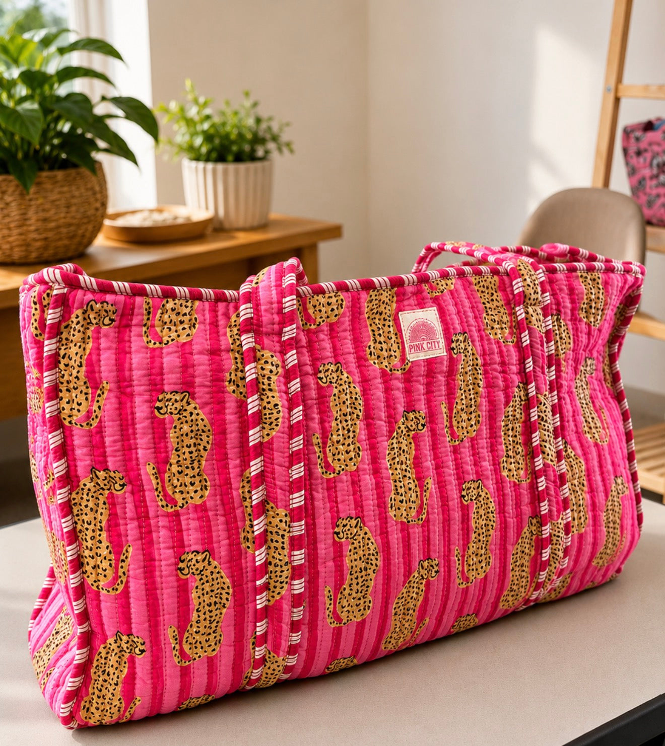 Pink Cheetah Large Tote