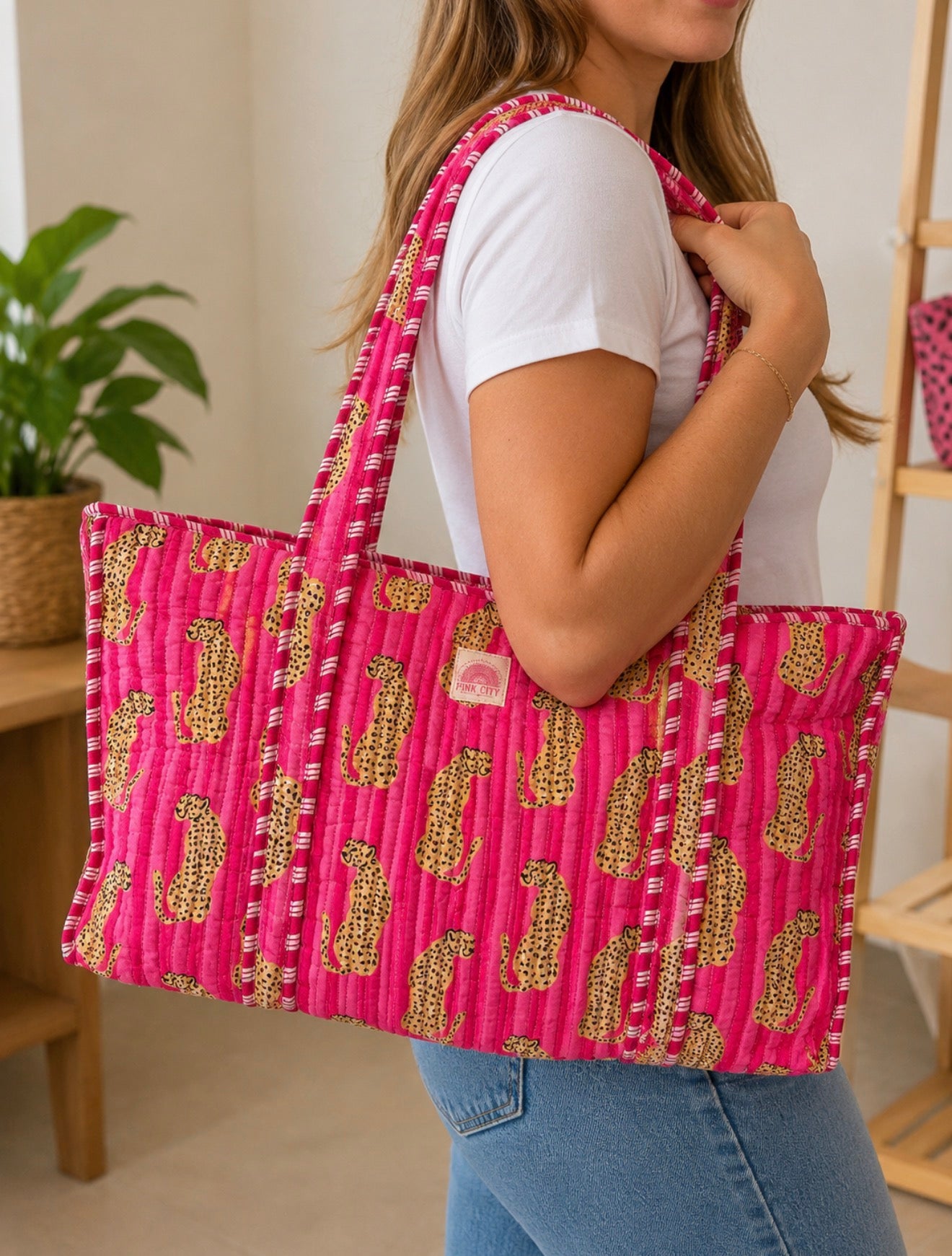 Pink Cheetah Large Tote