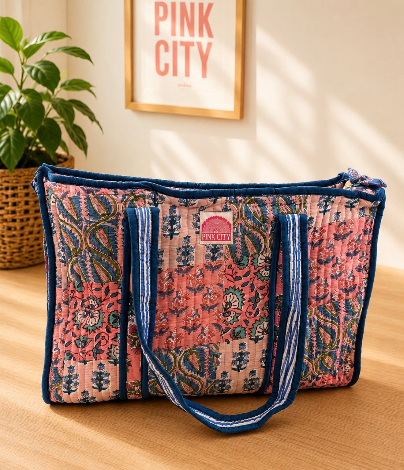Pink Patchwork Midi Tote