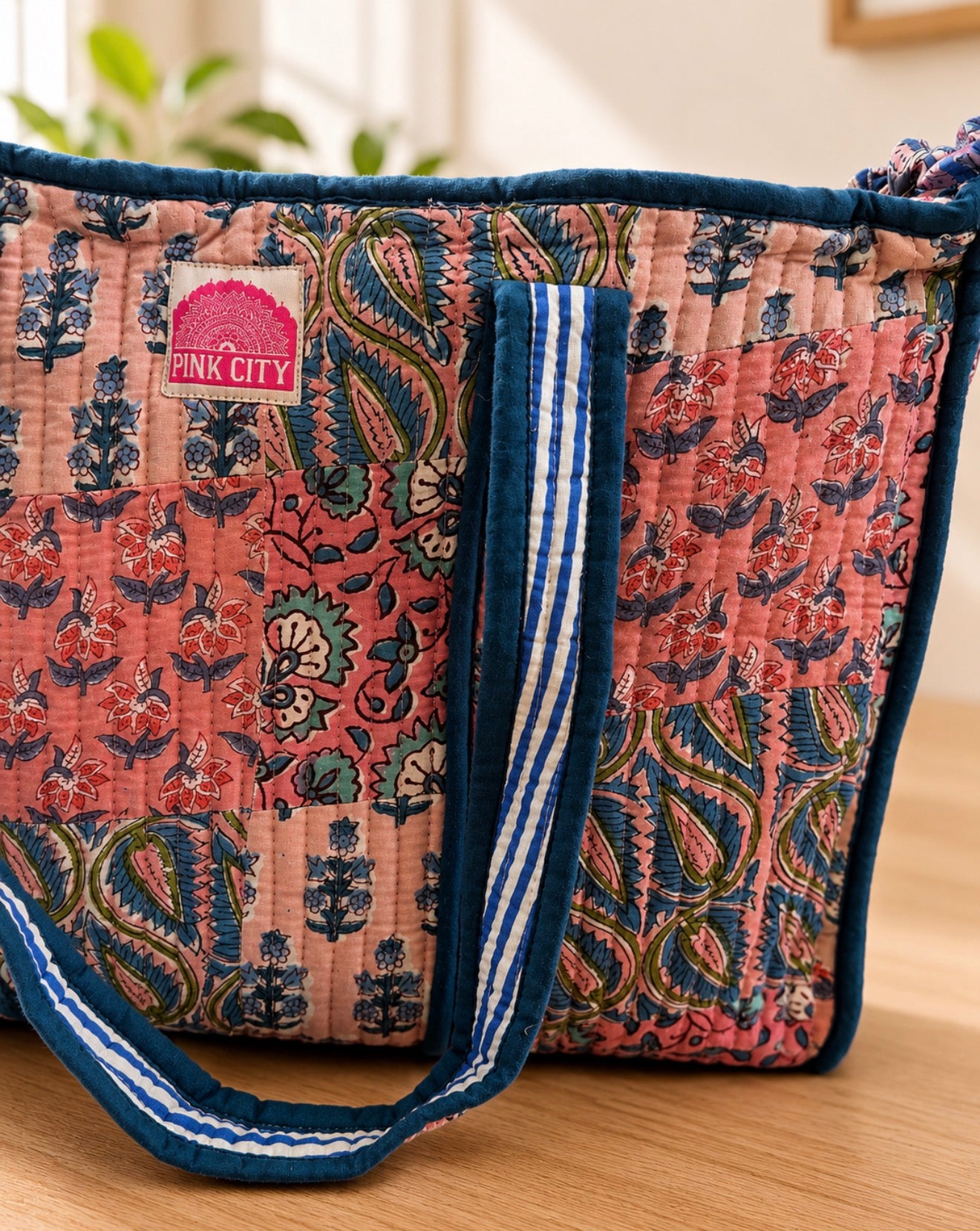 Pink Patchwork Midi Tote
