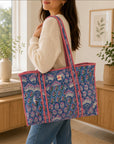 Blue Patchwork Large Tote