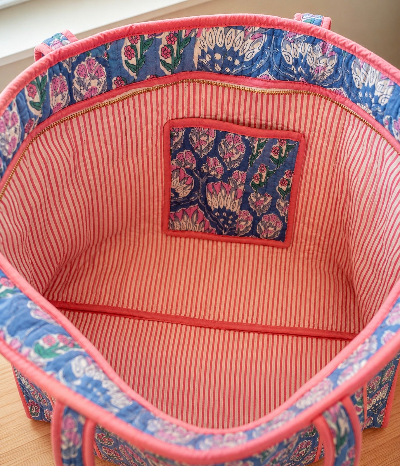 Blue Patchwork Large Tote