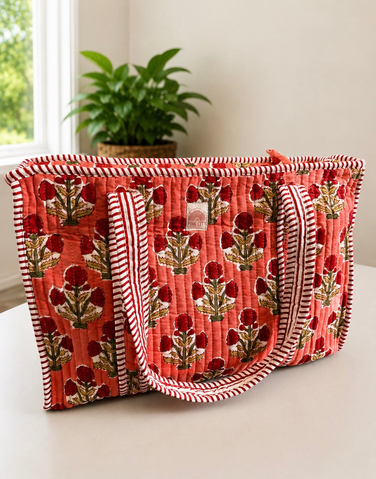 Peach Boota Midi Tote