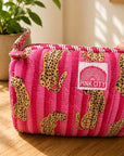 Pink Cheetah Washbag Bag Set