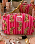 Pink Cheetah Washbag Bag Set