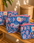 Blue Patchwork Washbag Sets