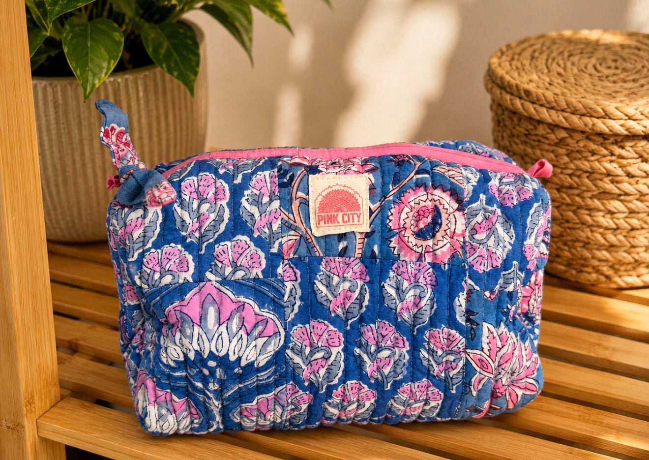 Blue Patchwork Washbag Sets