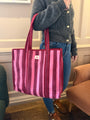 Burgundy Stripe Standard Tote