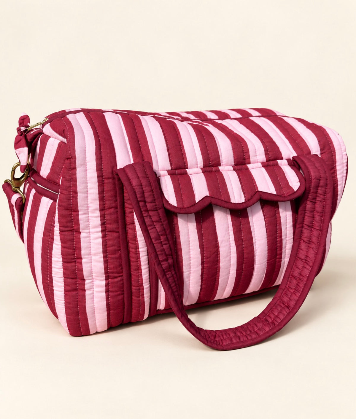 Burgundy Stripe Weekend Bag