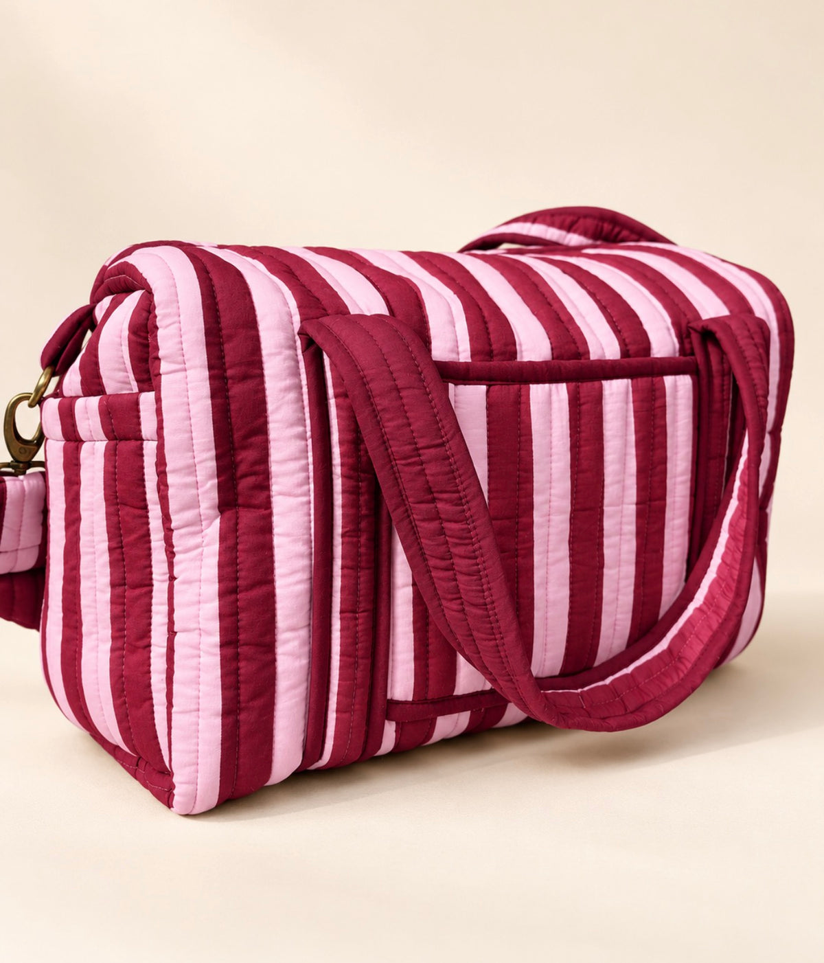 Burgundy Stripe Weekend Bag