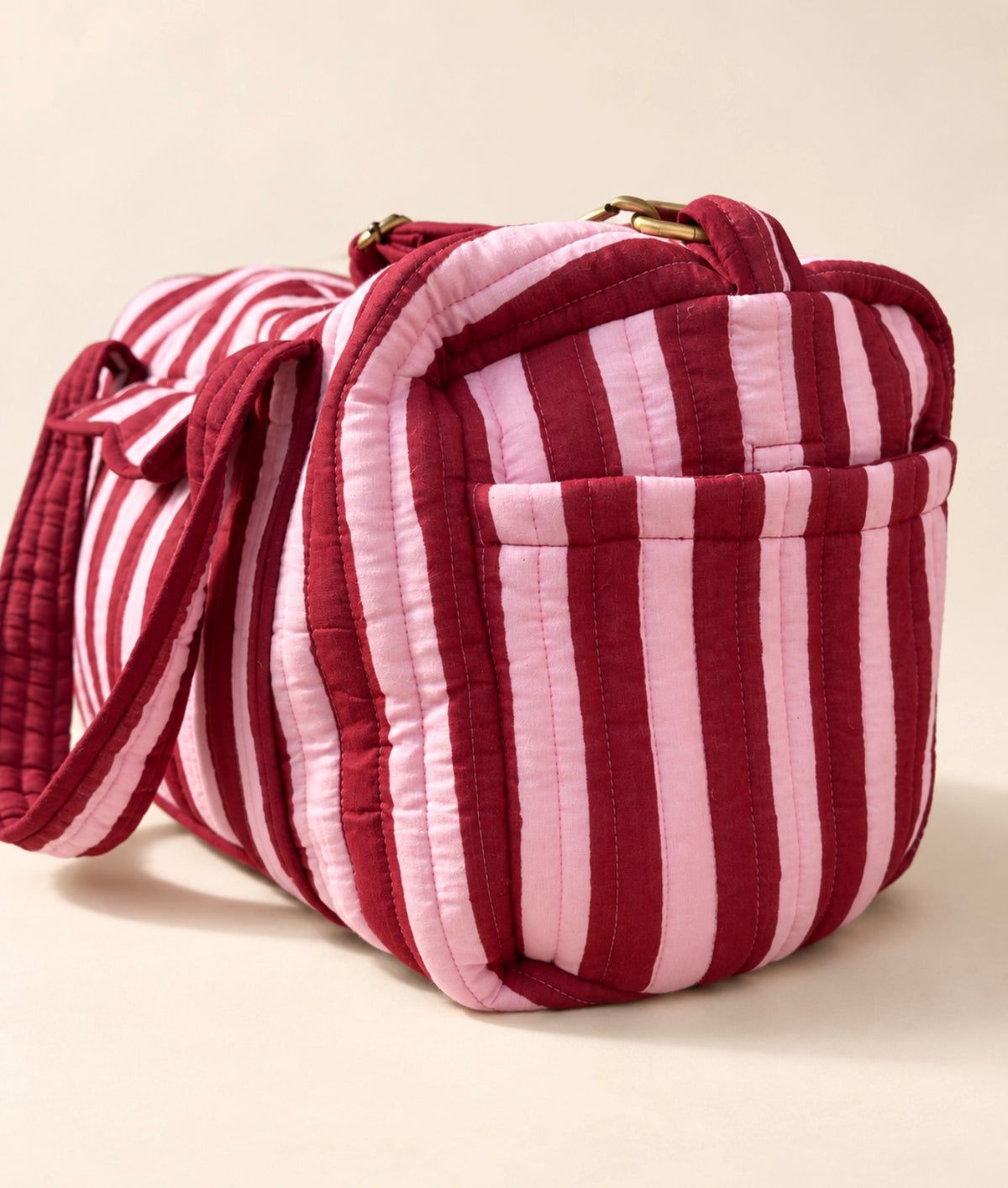 Burgundy Stripe Weekend Bag