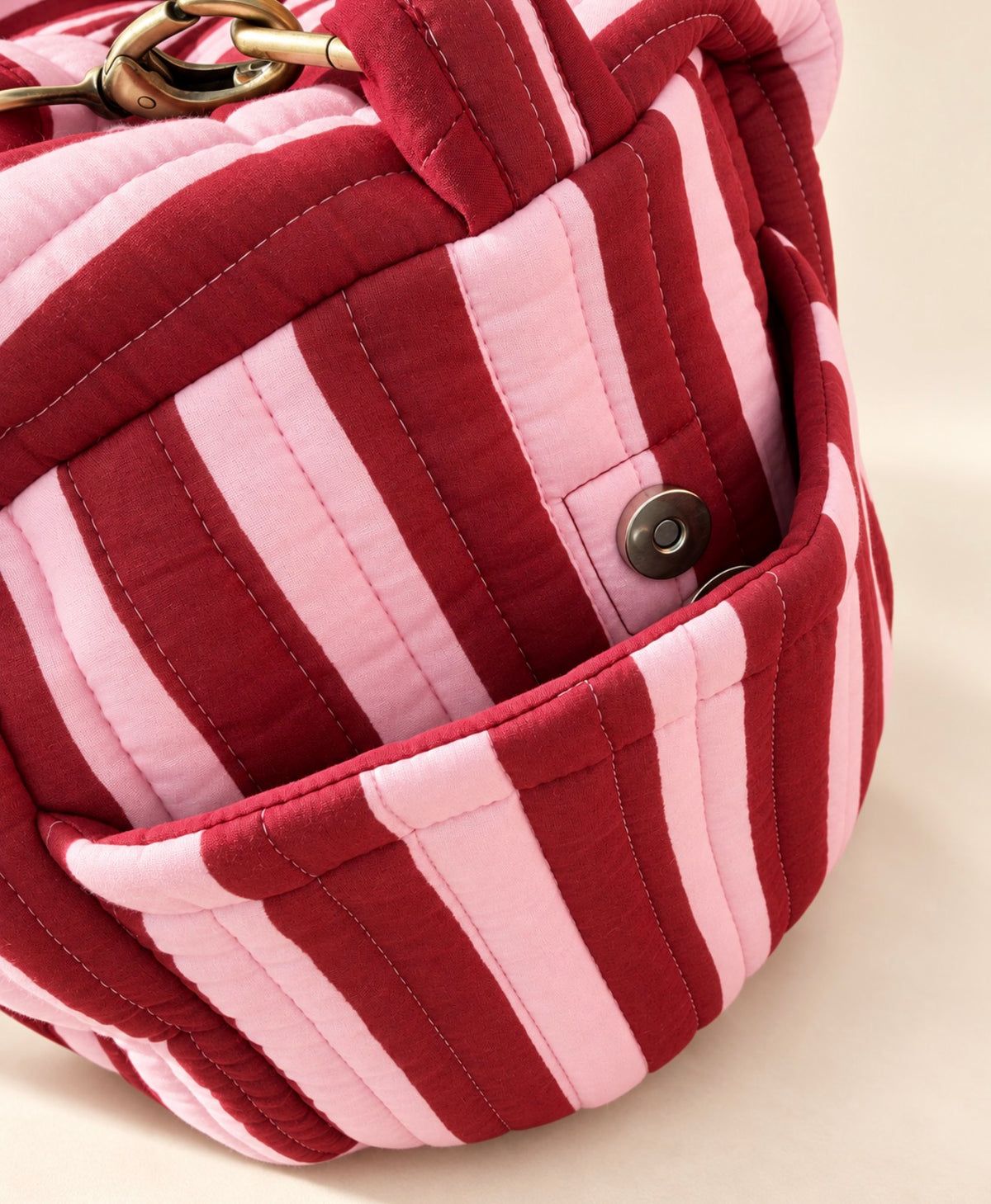 Burgundy Stripe Weekend Bag